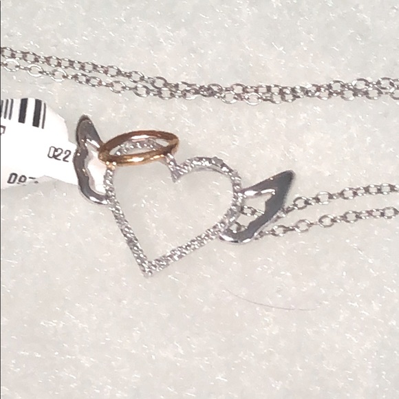 Hand Crafted Jewelry - 10KT White Gold Angel Heart Pendant W free chain